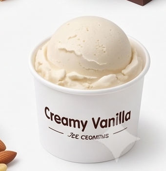 Creamy vanilla ice cream cup