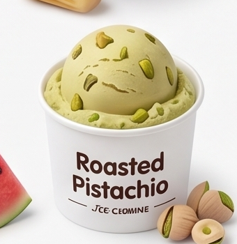 Pista ice cream cup with pistachios